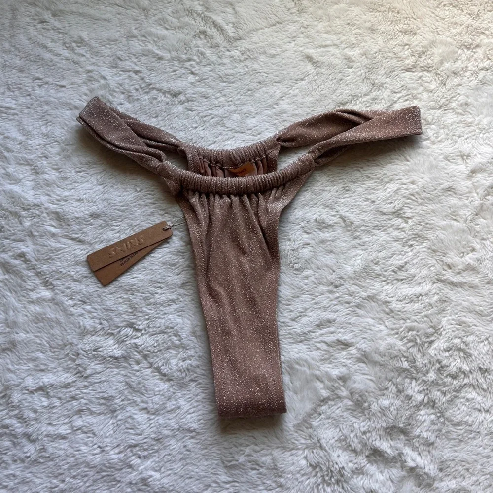 SKIMS Metallic Swim Thong Bikini Bottom Copper Bronze SW-TAN-0107 Size 2X NWT